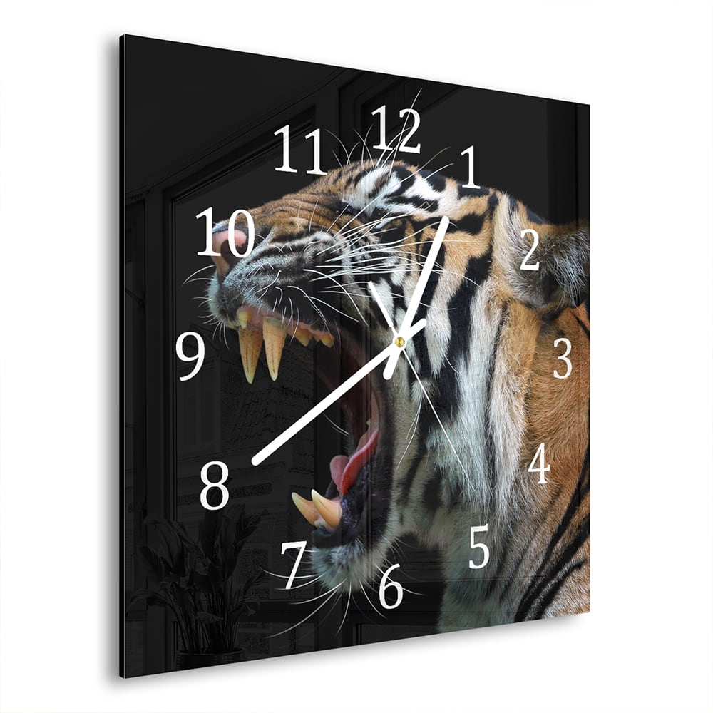 Wanduhr 30x30 - Kopf des Sumatra-Tigers