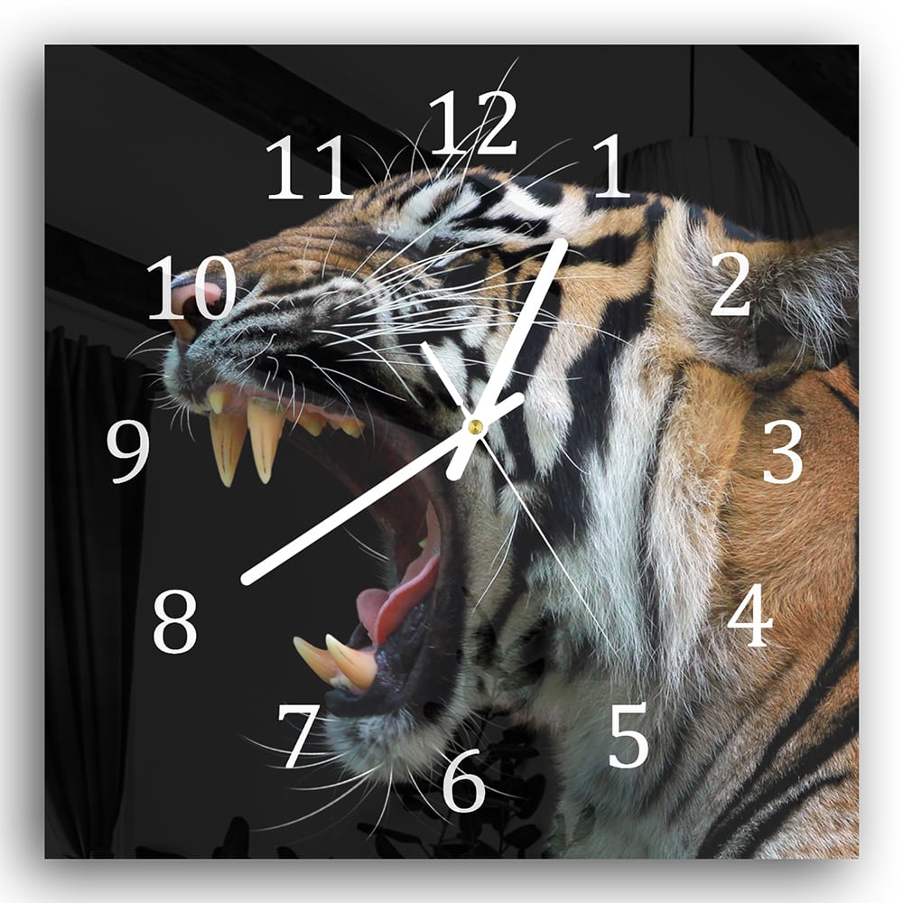 Wanduhr 30x30 - Kopf des Sumatra-Tigers