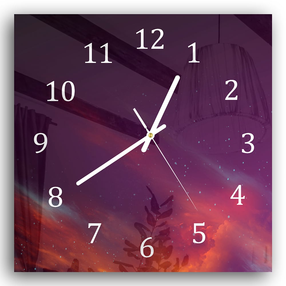 Wanduhr 30x30 - Roter Weltraumhintergrund