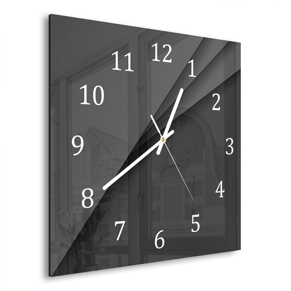 Wanduhr 30x30 - Schwarz mit Tiefe