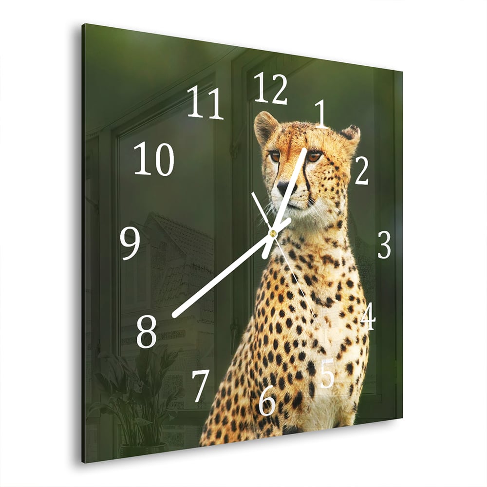 Wanduhr 30x30 - Wilder Gepard