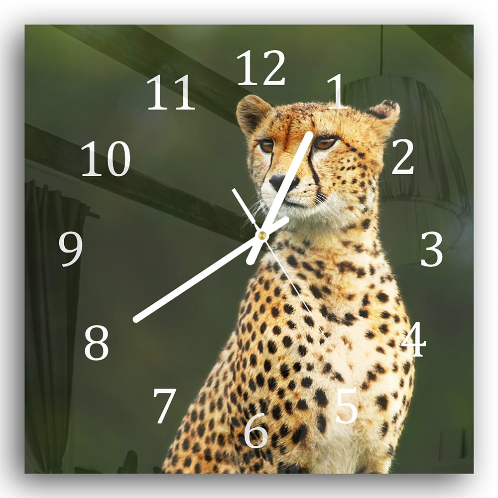 Wanduhr 30x30 - Wilder Gepard