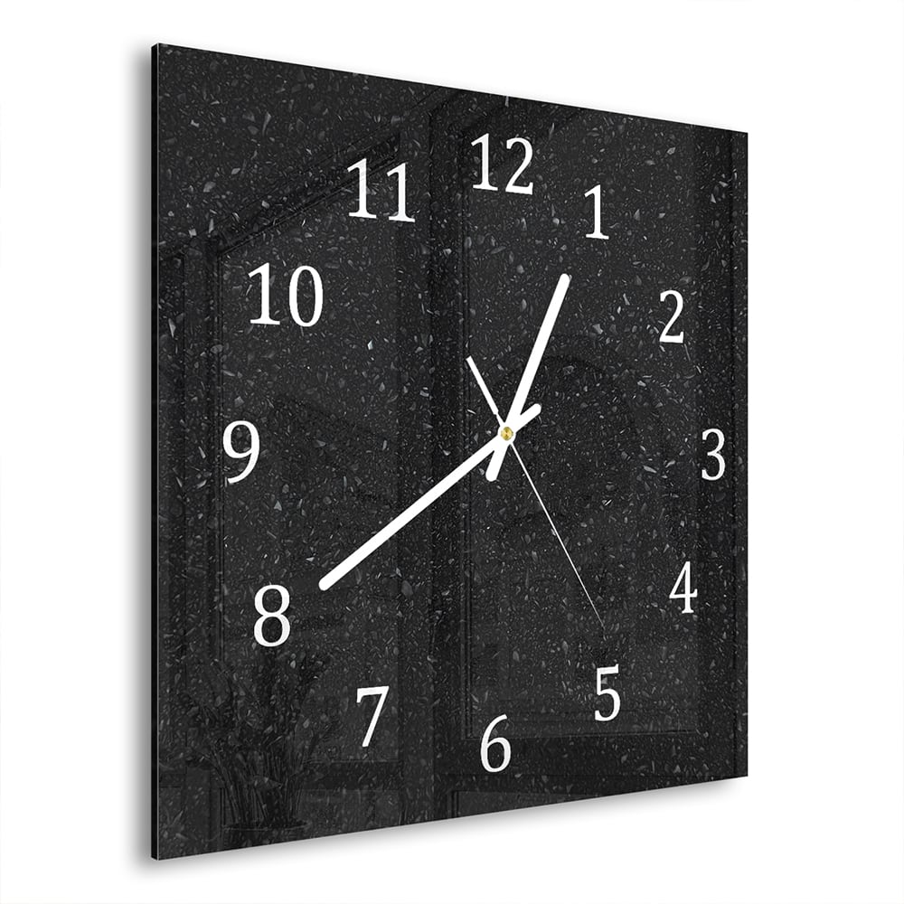 Wanduhr 30x30 - Schwarze Kieselsteine