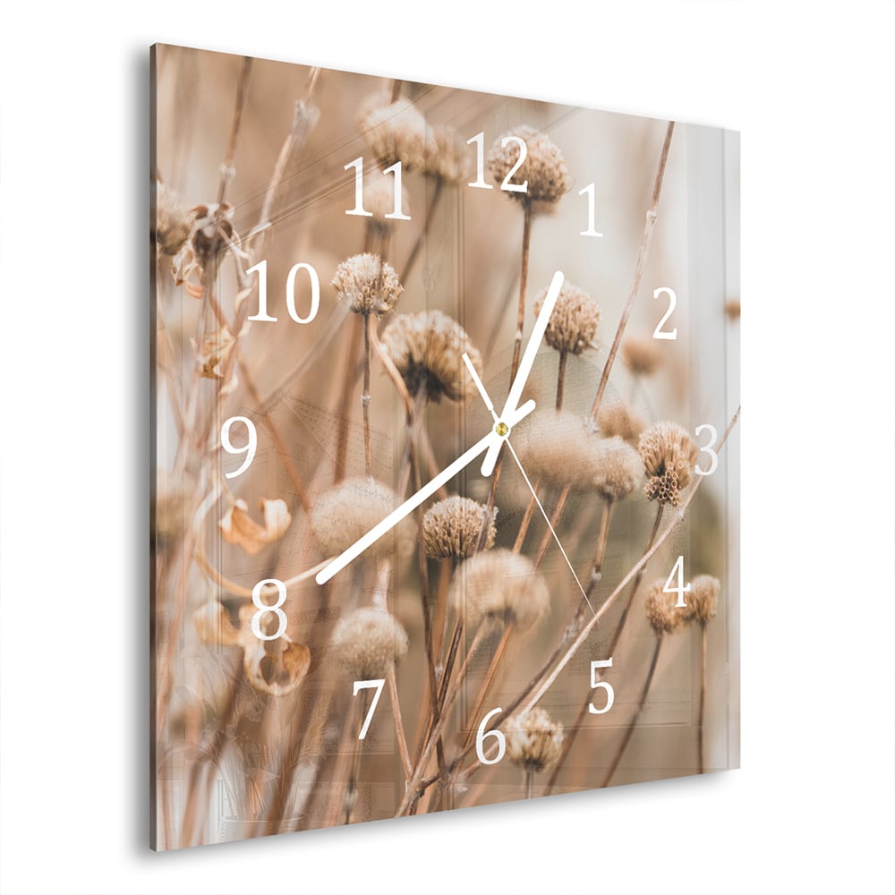 Wanduhr 30x30 - Winterliche Trockenblumen