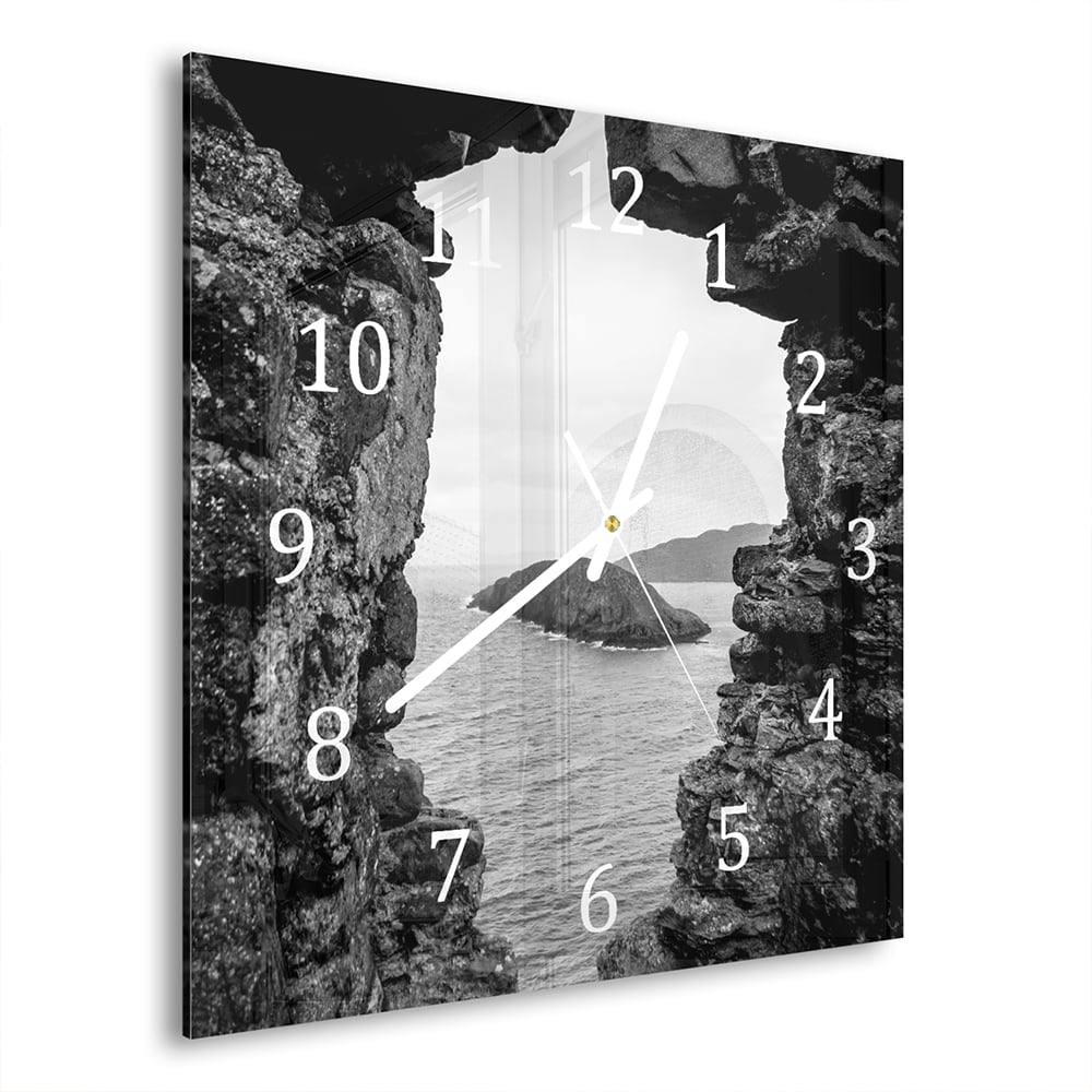 Wanduhr 30x30 - Meerblick von den Felsen