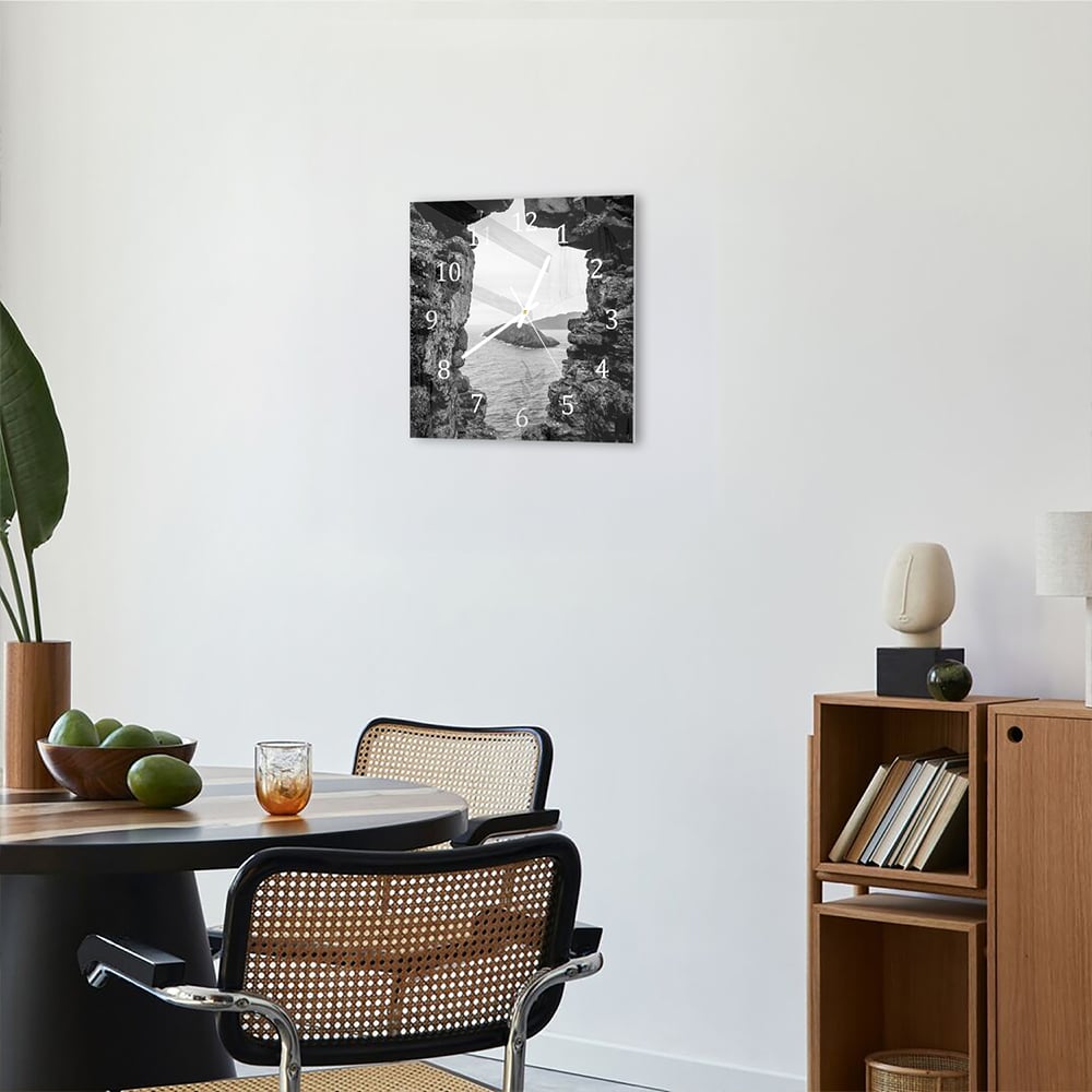 Wanduhr 30x30 - Meerblick von den Felsen