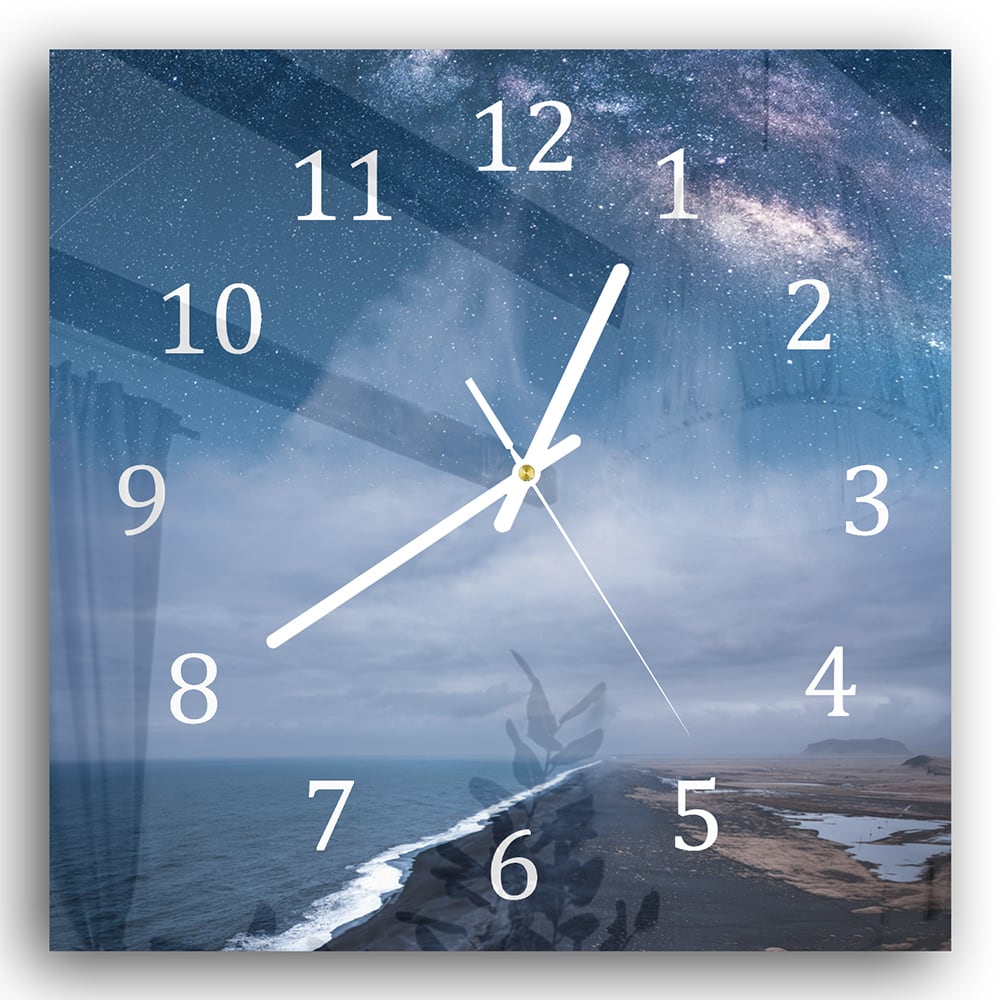 Wanduhr 30x30 - Milchstraße über dem Strand
