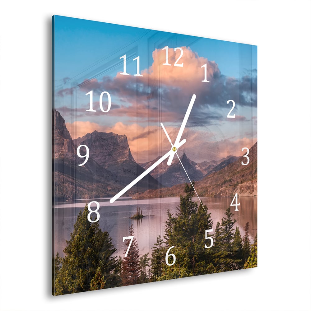 Wanduhr 30x30 - See in den Rocky Mountains