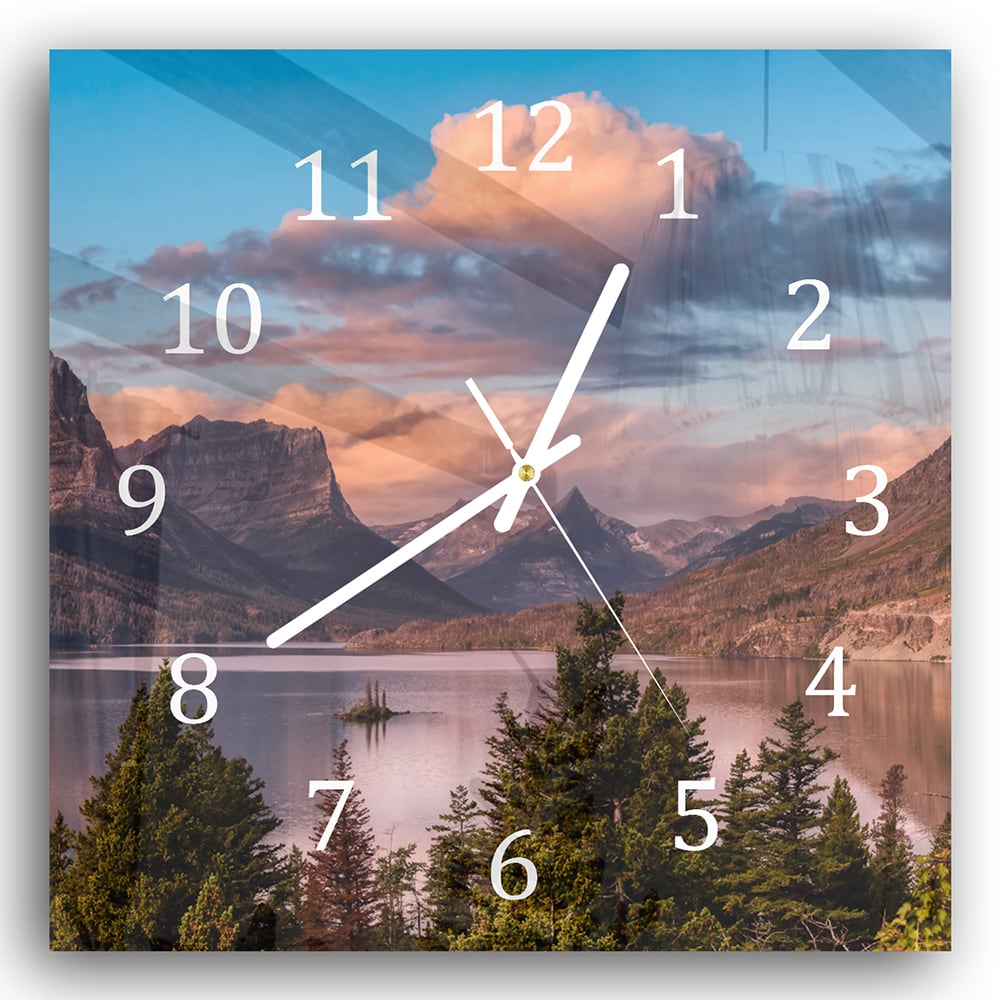Wanduhr 30x30 - See in den Rocky Mountains