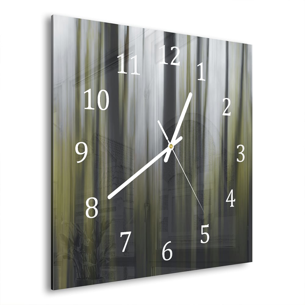 Wanduhr 30x30 - Abstrakte Waldlandschaft