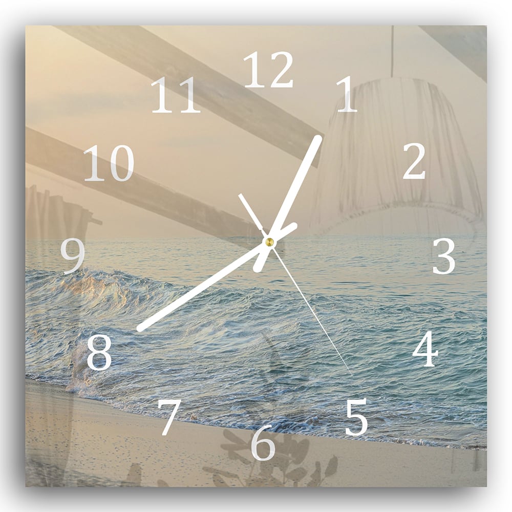 Wanduhr 30x30 - Wellenender Ozean