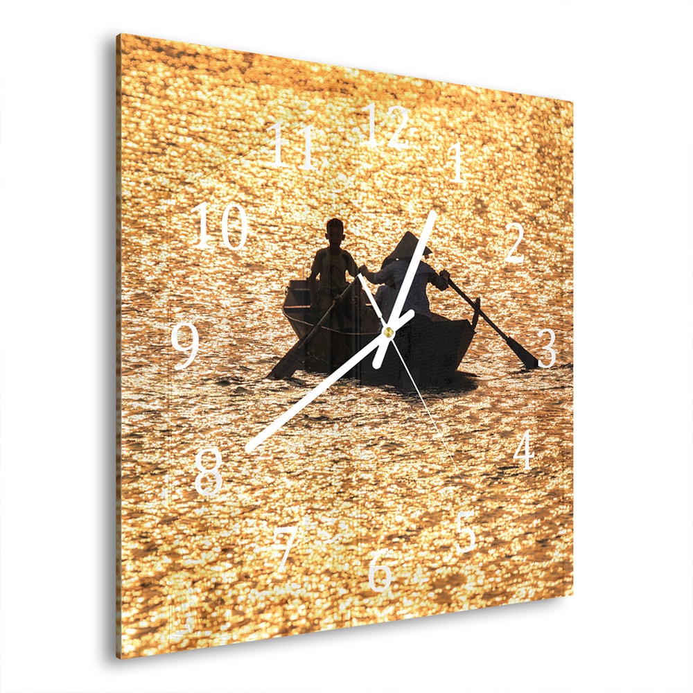 Wanduhr 30x30 - Segeln bei Sonnenuntergang