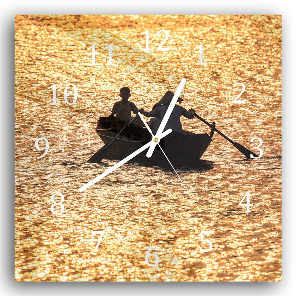 Wanduhr 30x30 - Segeln bei Sonnenuntergang