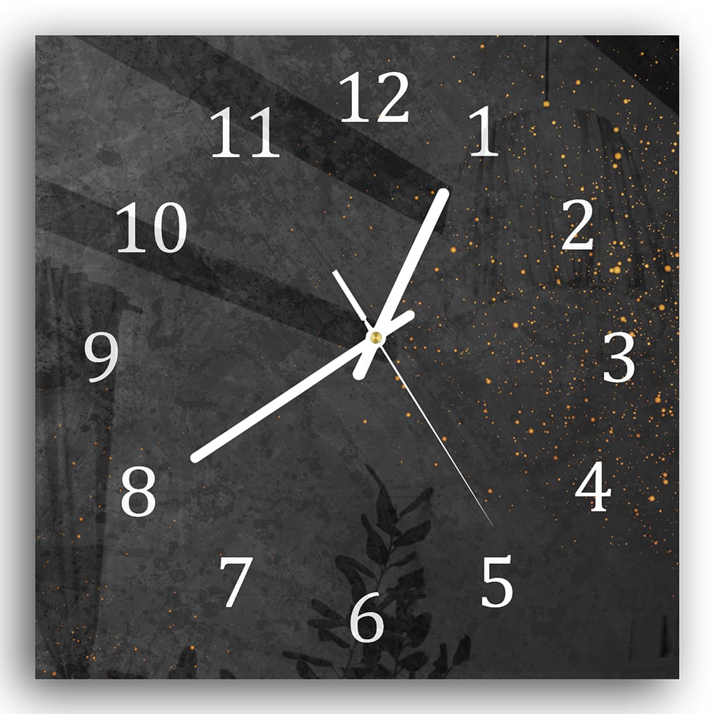 Wanduhr 30x30 - Schwarze Textur mit goldenen Partikeln