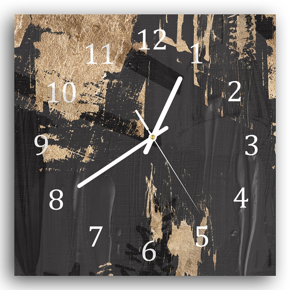 Wanduhr 30x30 - Schwarz-Goldene Ölkünste