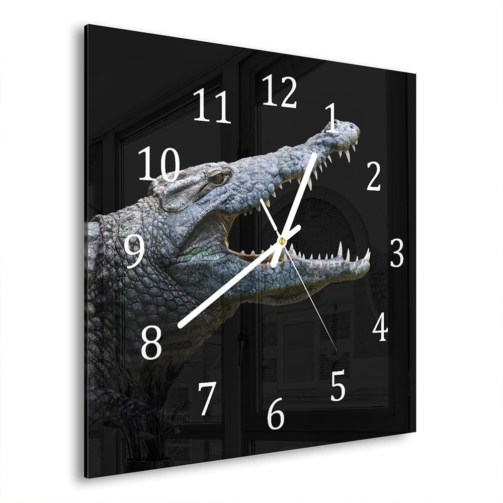 Wanduhr 30x30 - Krokodil
