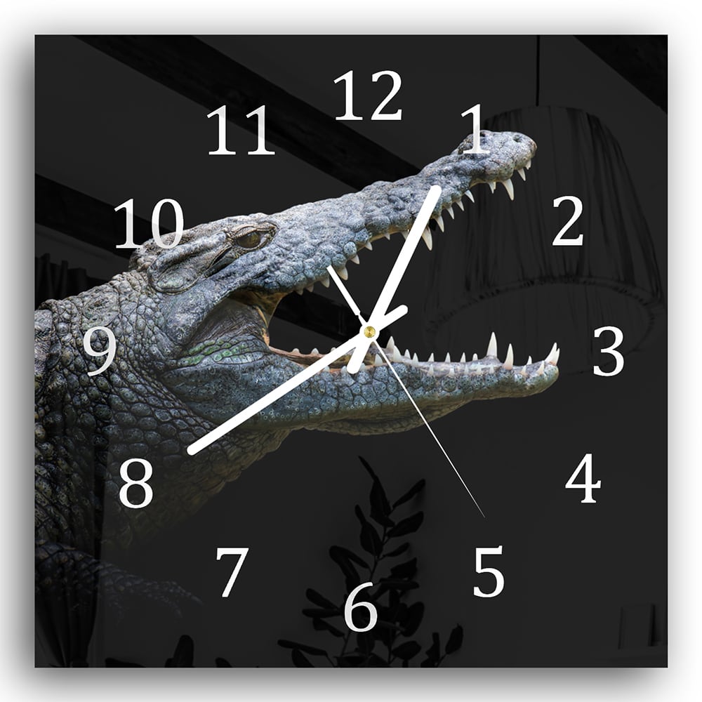 Wanduhr 30x30 - Krokodil