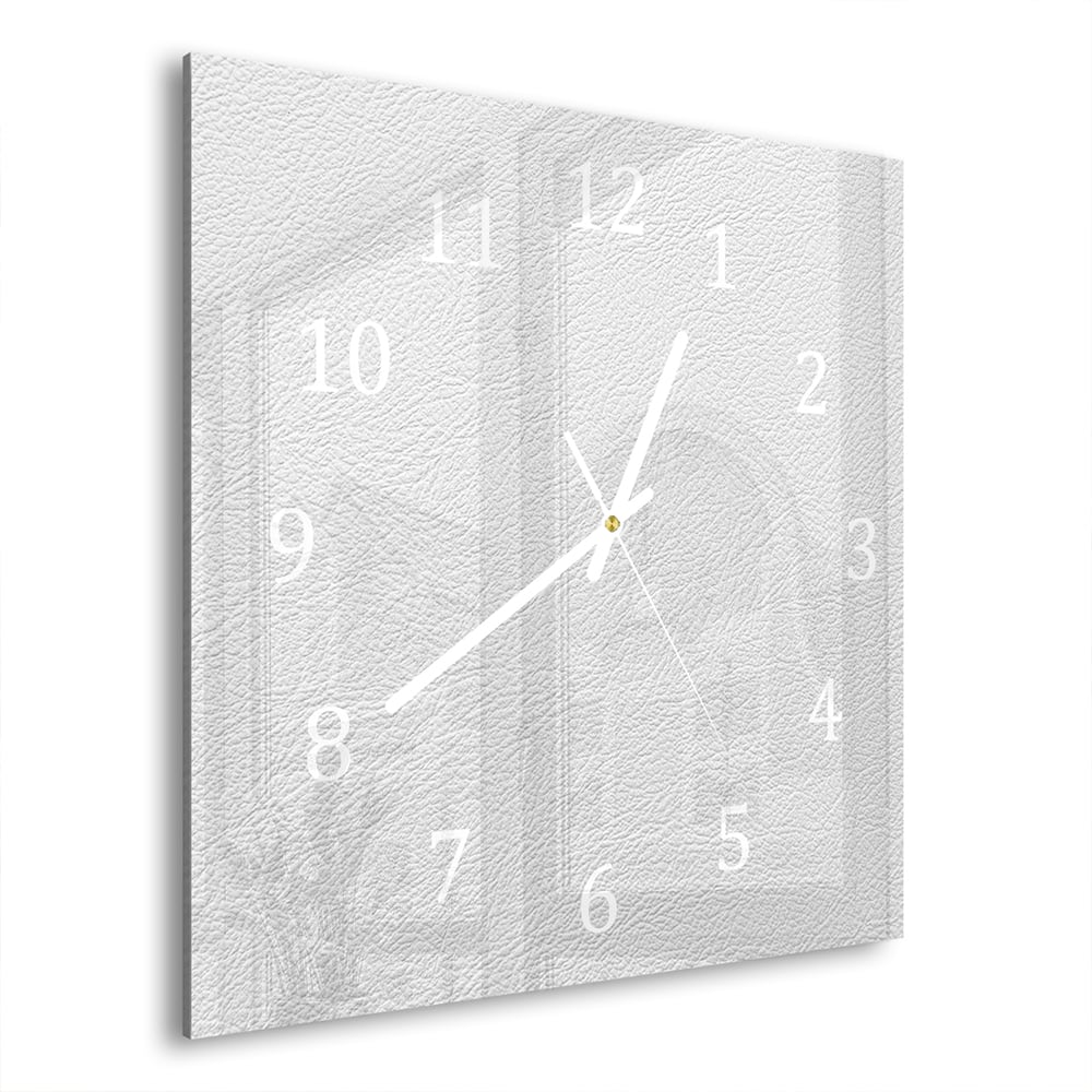Wanduhr 30x30 - Weißes Leder