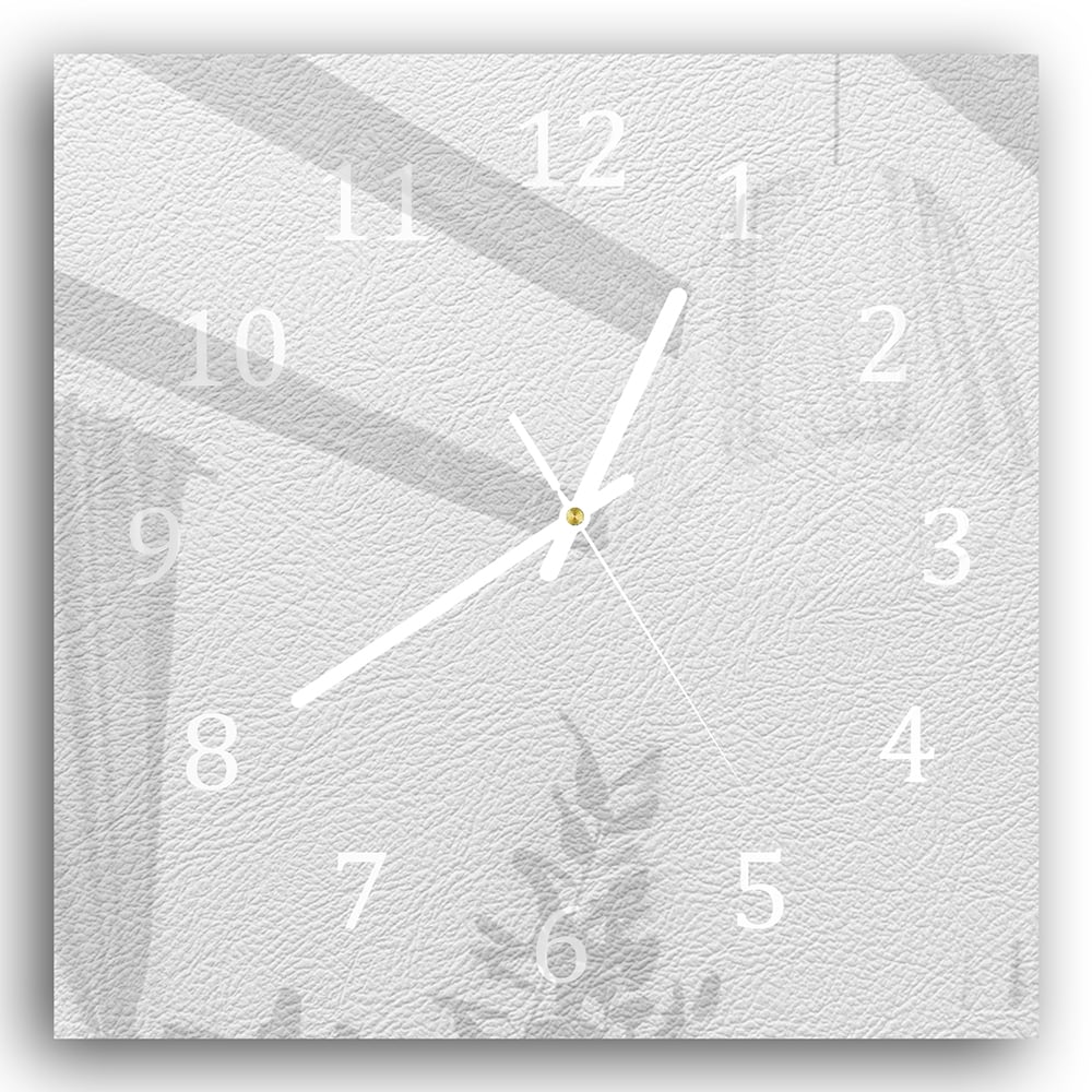 Wanduhr 30x30 - Weißes Leder