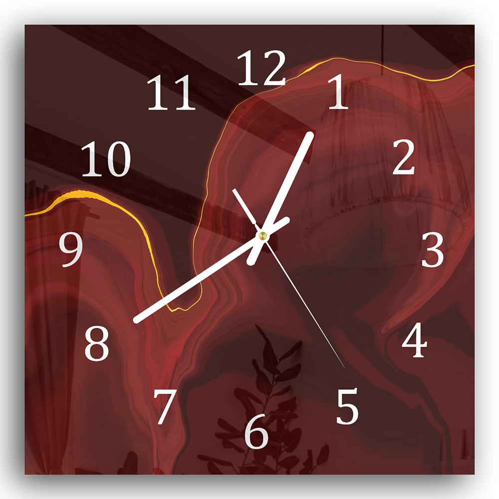 Wanduhr 30x30 - Luxuriöser roter Marmor