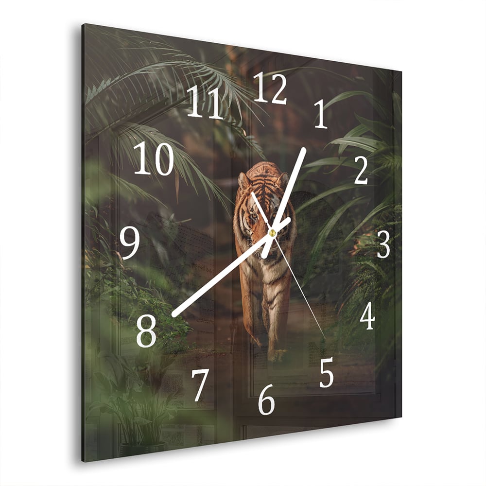 Wanduhr 30x30 - Tiger im Wald
