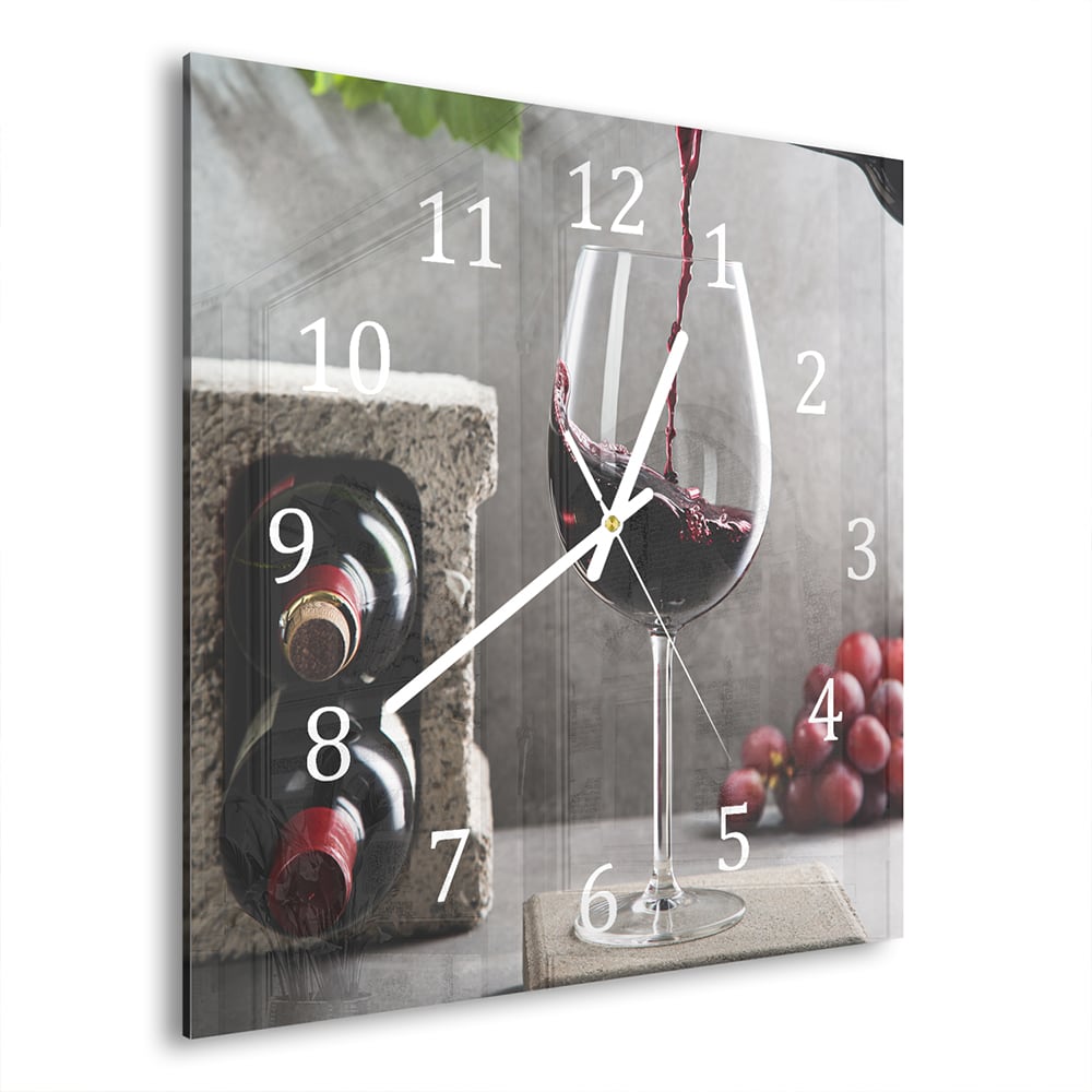 Wanduhr 30x30 - Wein einschenken