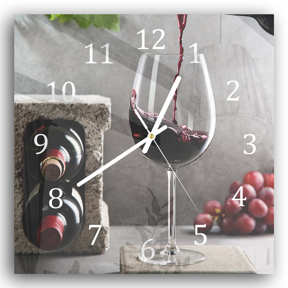 Wanduhr 30x30 - Wein einschenken