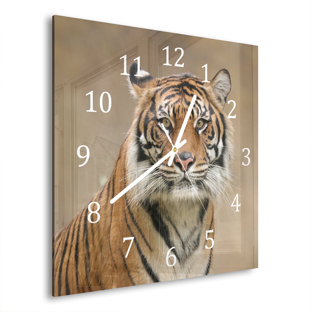 Wanduhr 30x30 - Tiger im Dschungel