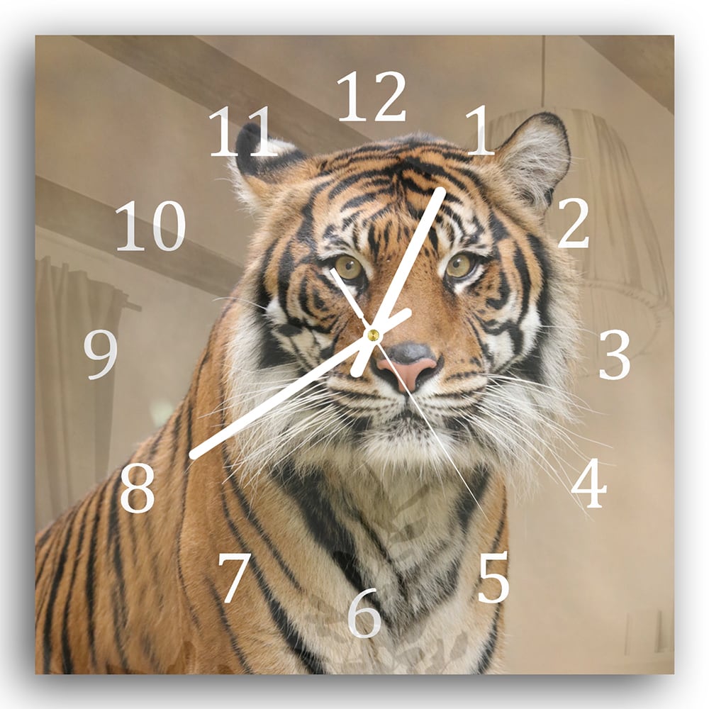 Wanduhr 30x30 - Tiger im Dschungel