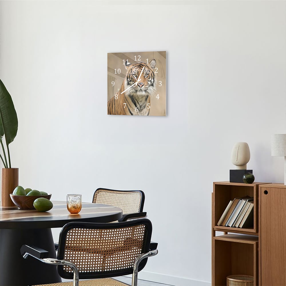 Wanduhr 30x30 - Tiger im Dschungel