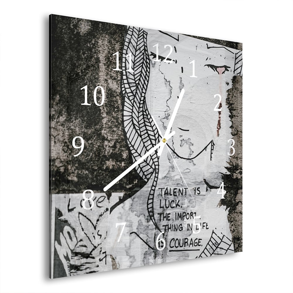 Wanduhr 30x30 - Zitat auf Wandkunst