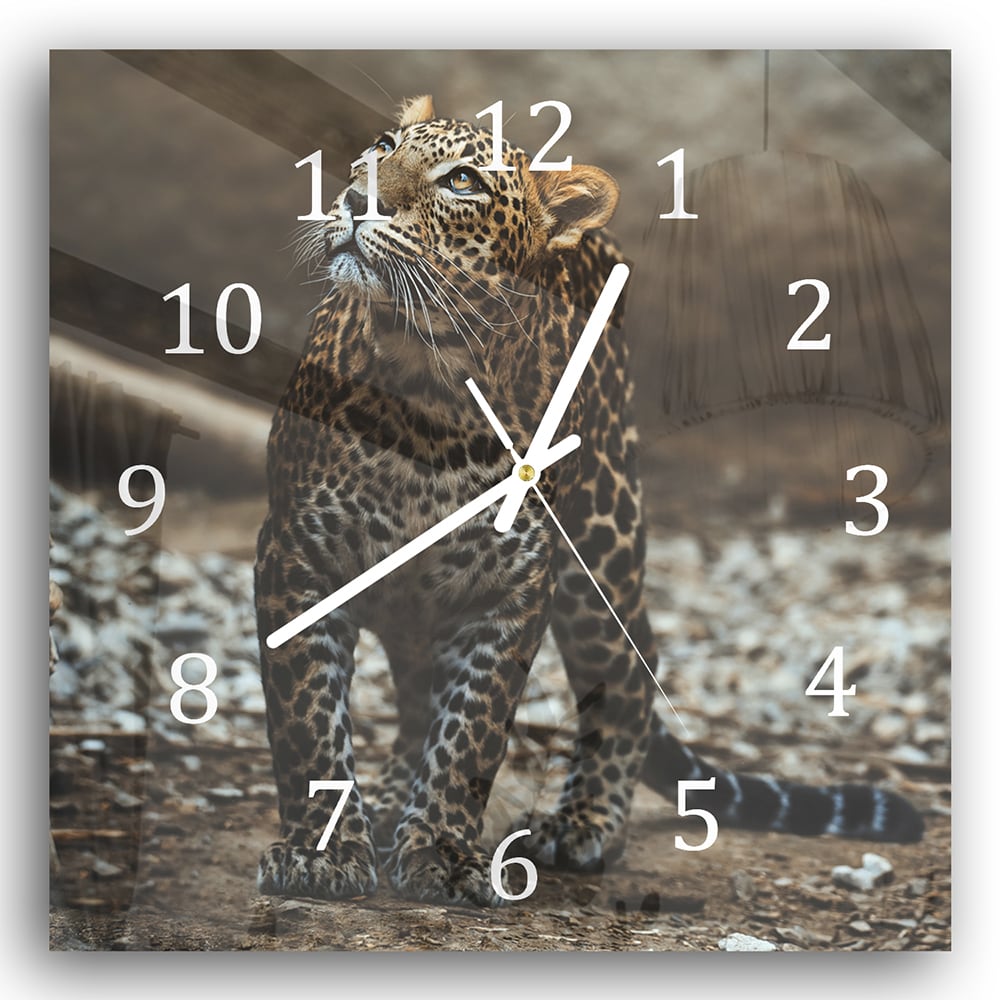 Wanduhr 30x30 - Ceylon-Leopard