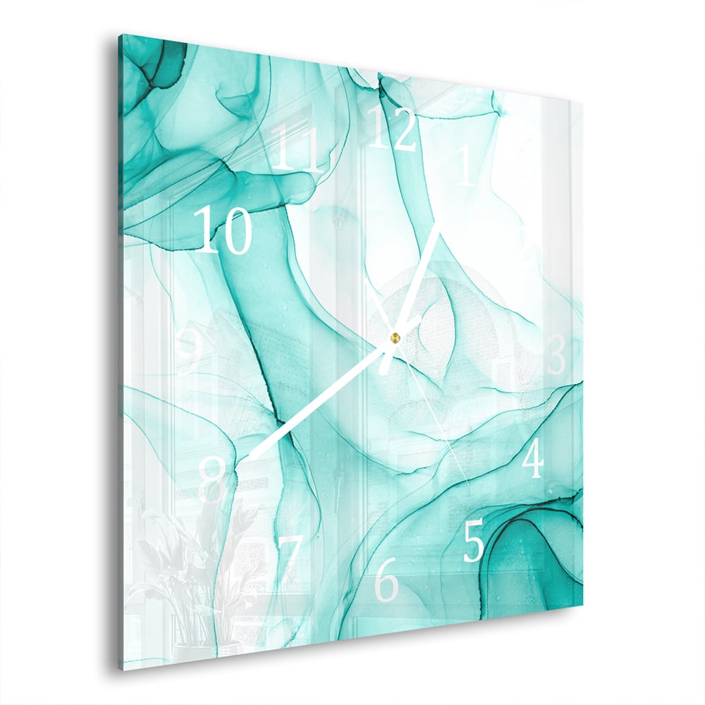 Wanduhr 30x30 - Aqua-Marmor