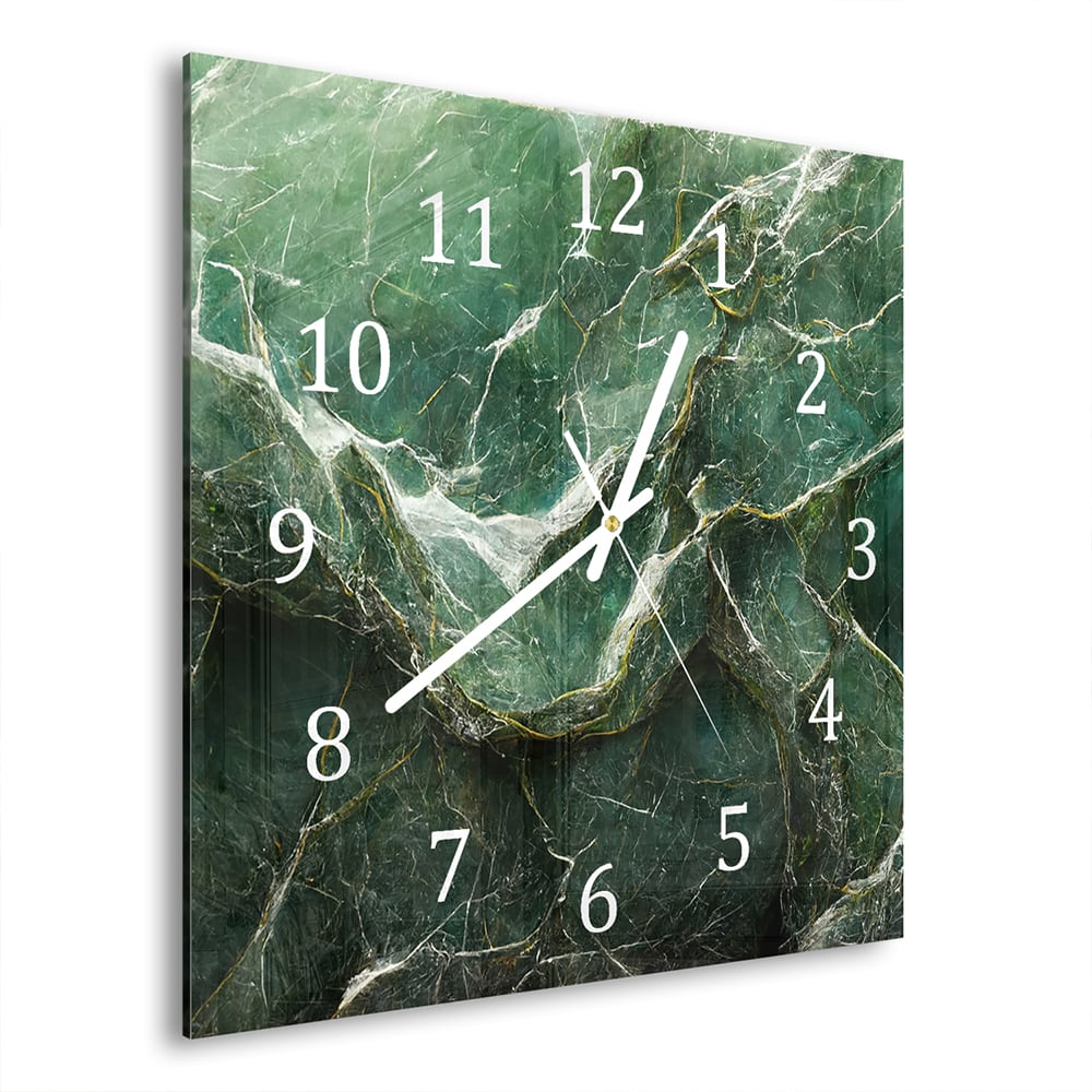 Wanduhr 30x30 - Luxuriöser grüner Marmor