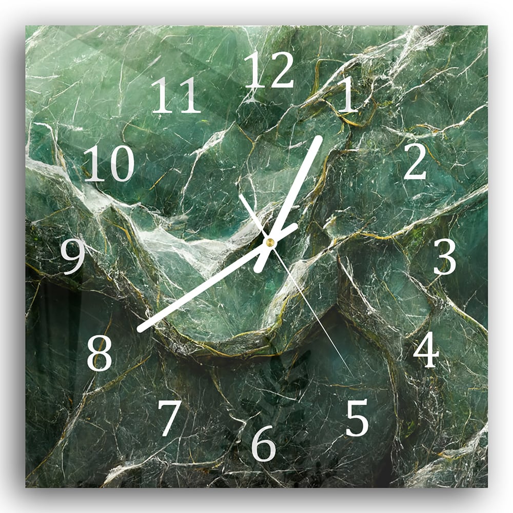 Wanduhr 30x30 - Luxuriöser grüner Marmor