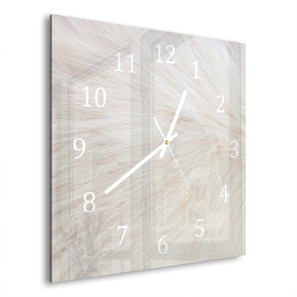 Wanduhr 30x30 - Weißes Fell