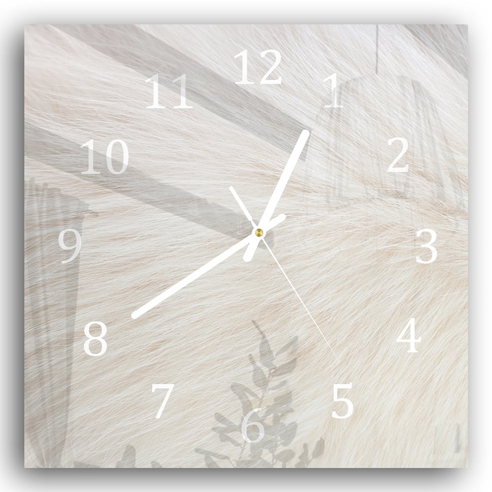 Wanduhr 30x30 - Weißes Fell