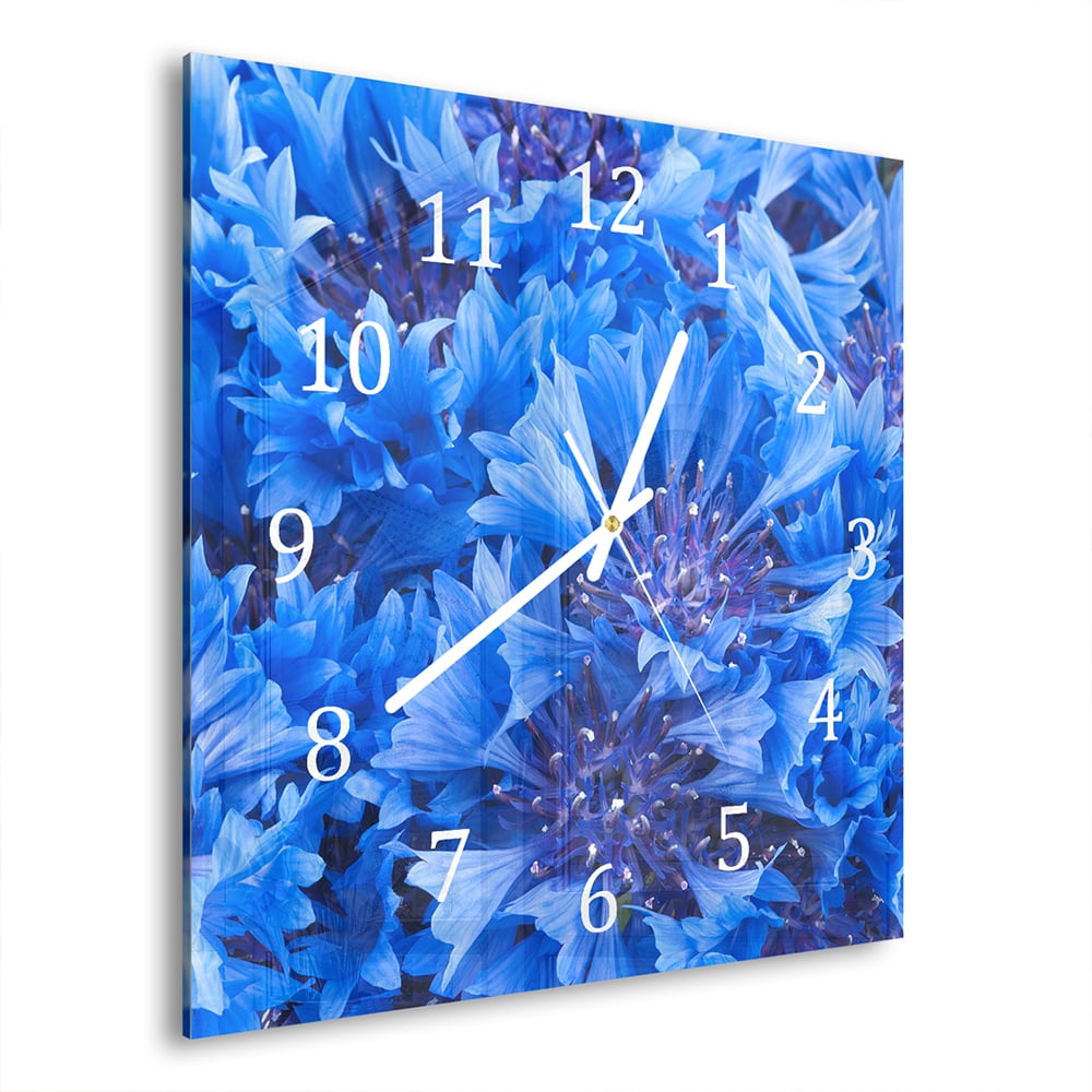 Wanduhr 30x30 - Blaue Kornblume