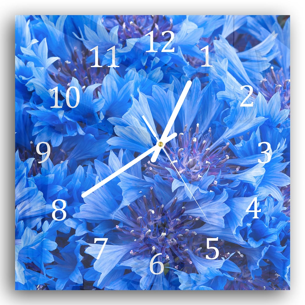 Wanduhr 30x30 - Blaue Kornblume