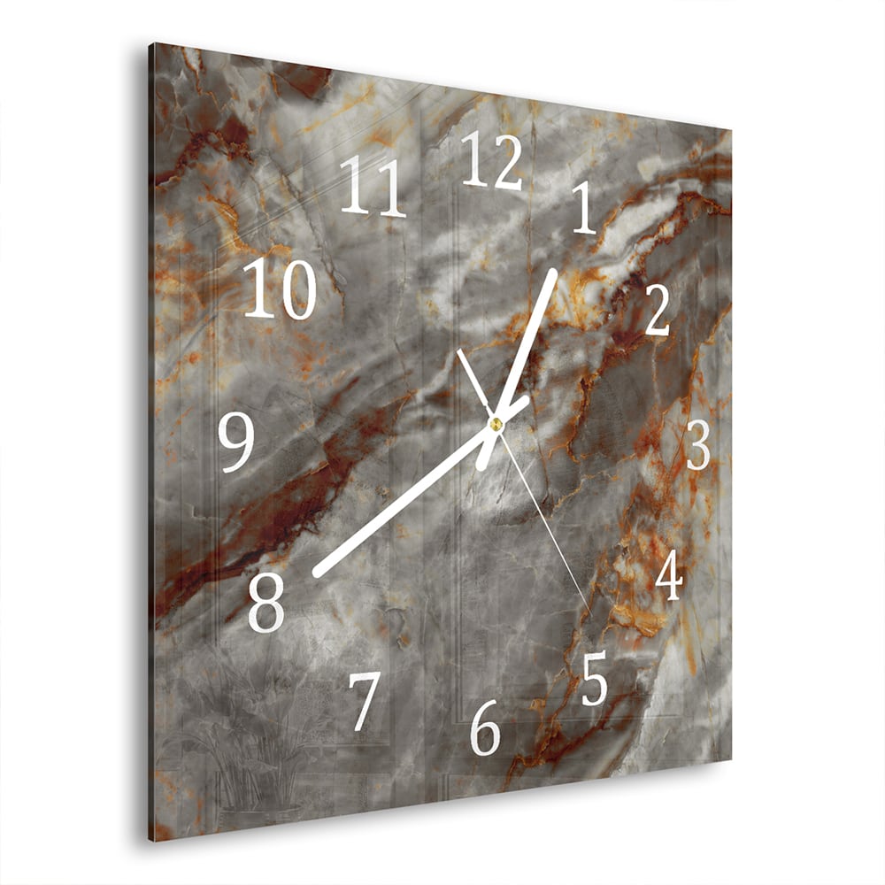 Wanduhr 30x30 - Rostroter Marmor