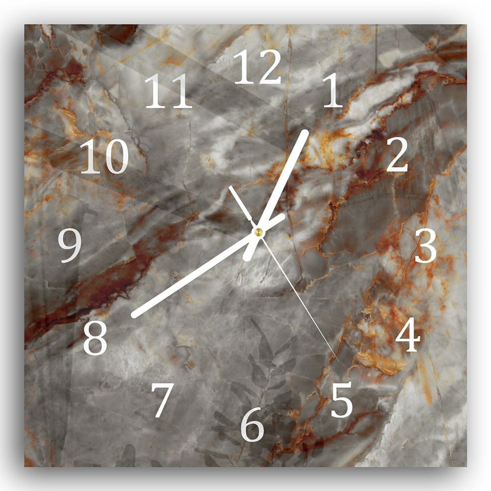 Wanduhr 30x30 - Rostroter Marmor
