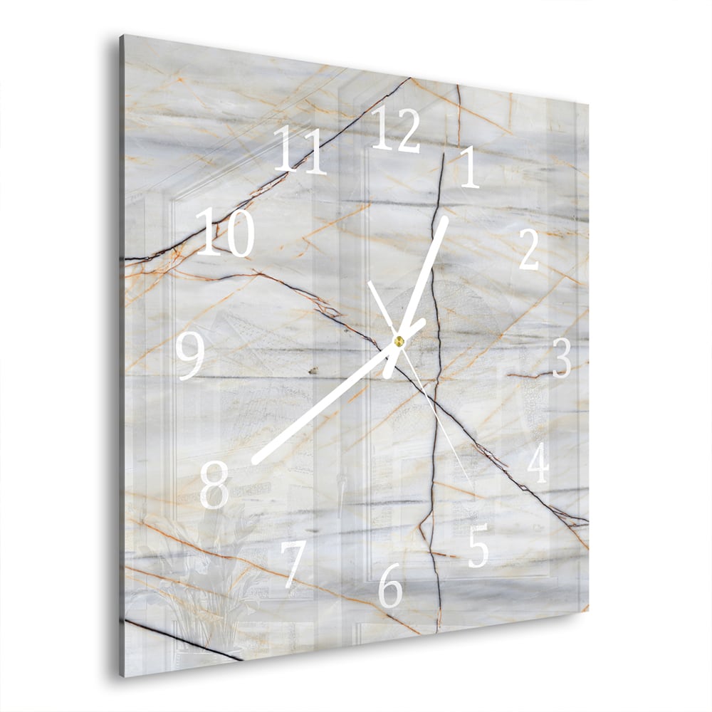 Wanduhr 30x30 - Natur-Marmor