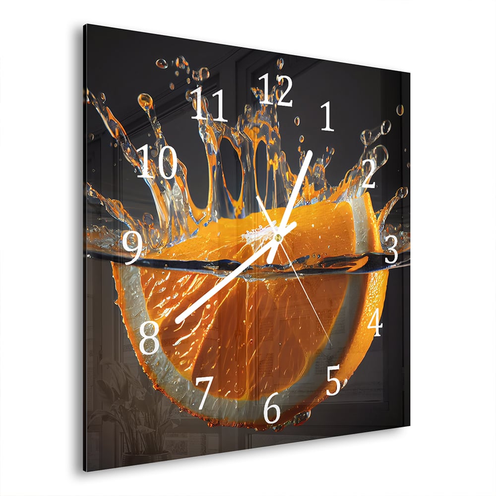 Wanduhr 30x30 - Orangen-Splash