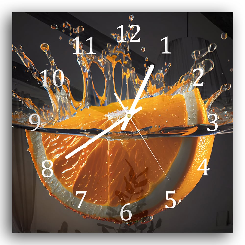 Wanduhr 30x30 - Orangen-Splash