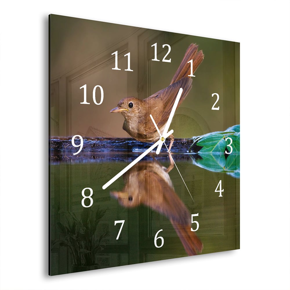 Wanduhr 30x30 - Nachtigall