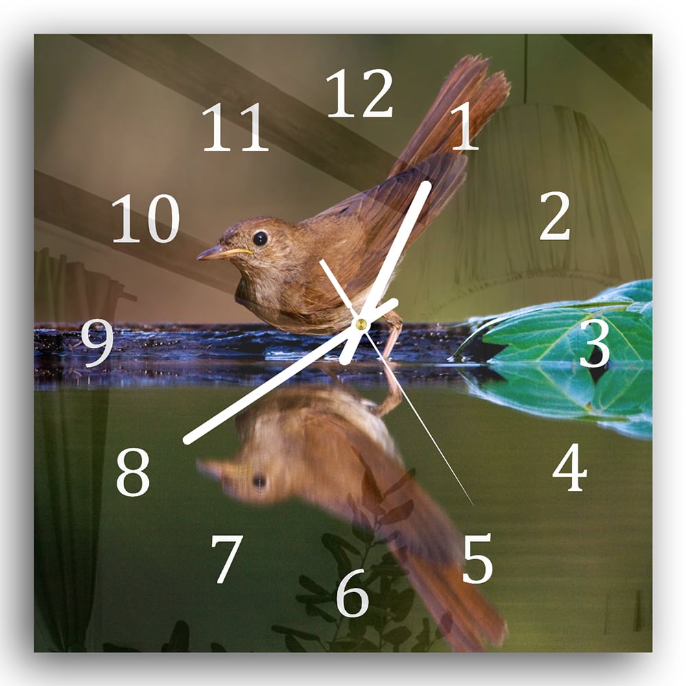 Wanduhr 30x30 - Nachtigall