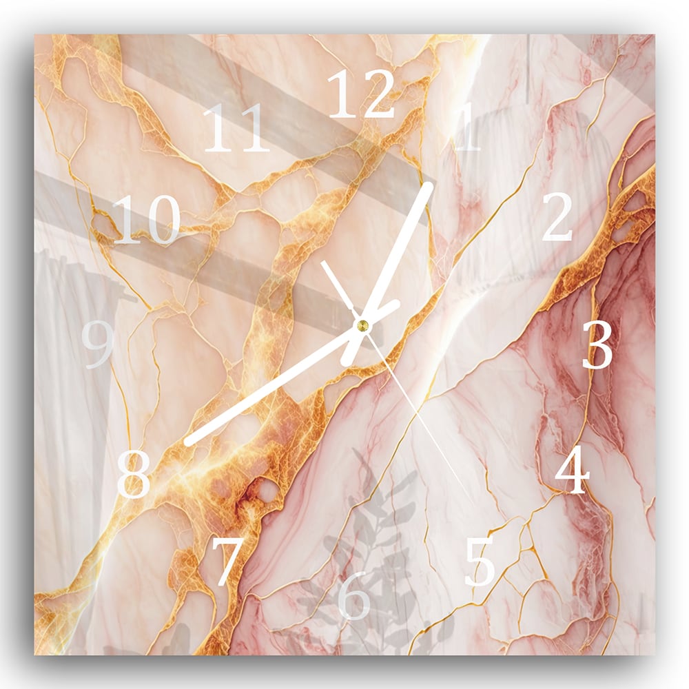 Wanduhr 30x30 - Rot-rosa Marmor