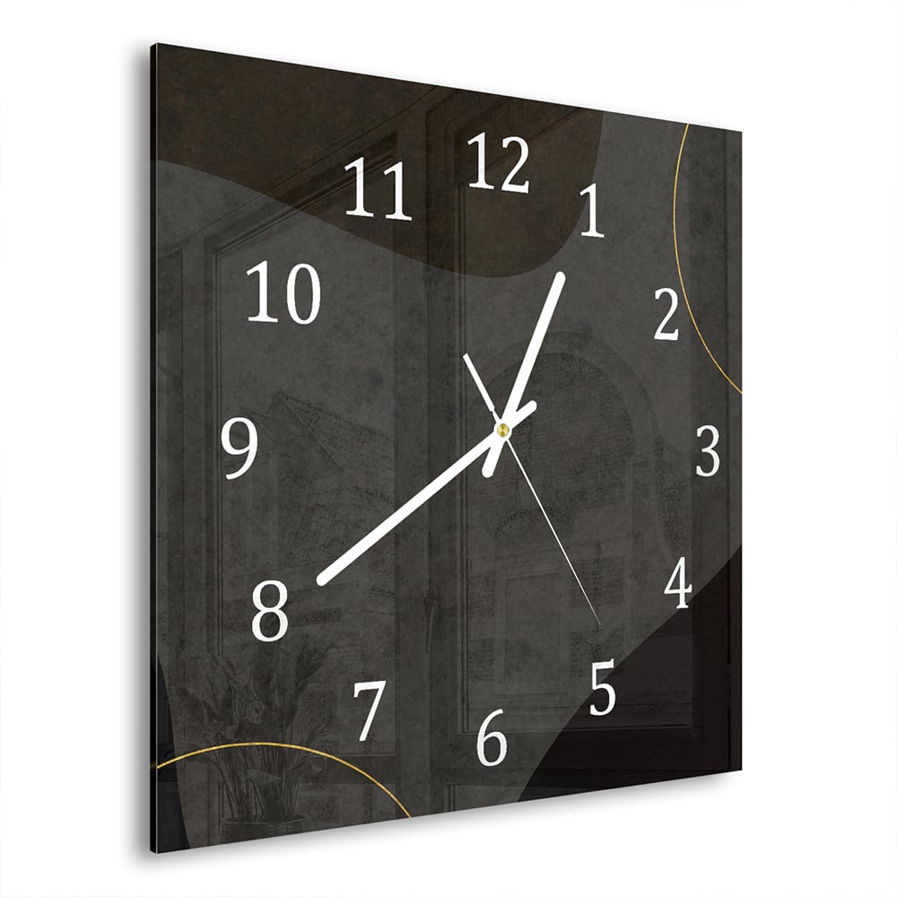 Wanduhr 30x30 - Schwarze japanische Papiertextur