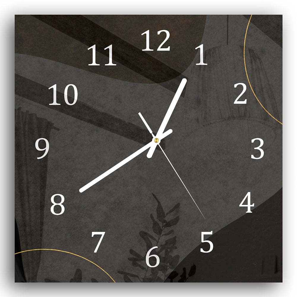 Wanduhr 30x30 - Schwarze japanische Papiertextur