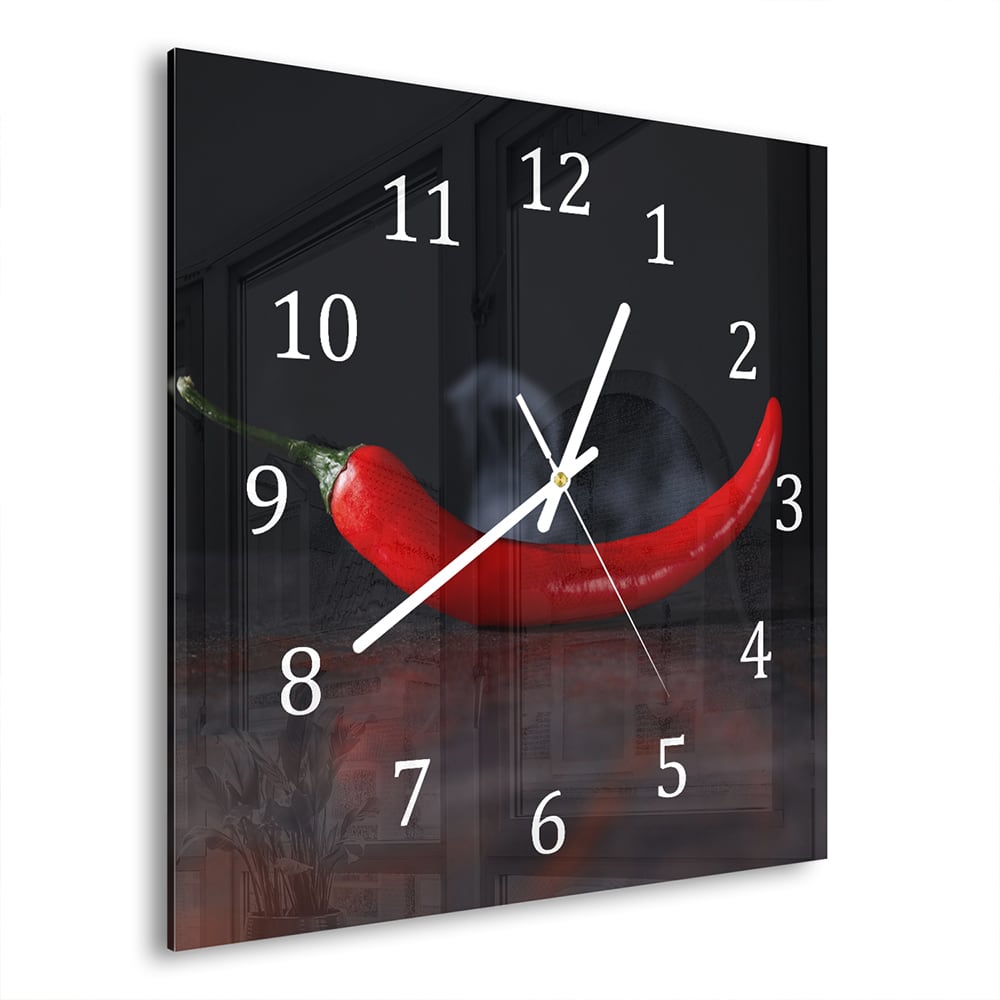 Wanduhr 30x30 - Scharfe Peperoni